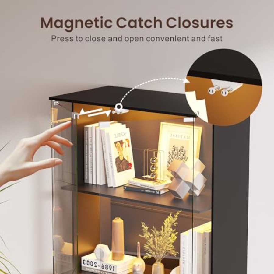 Zwarte vitrinekast met glazen  - Glass Door Hinge recensie en prijs